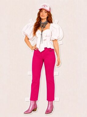 Bubblegum Pink Vintage Western Rocky Mountain high rise pants. 100 % cotton.